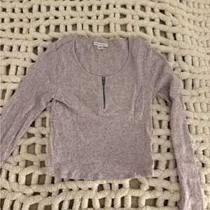 American Eagle Outfitters Lavender Ribbed Long Sleeve Top